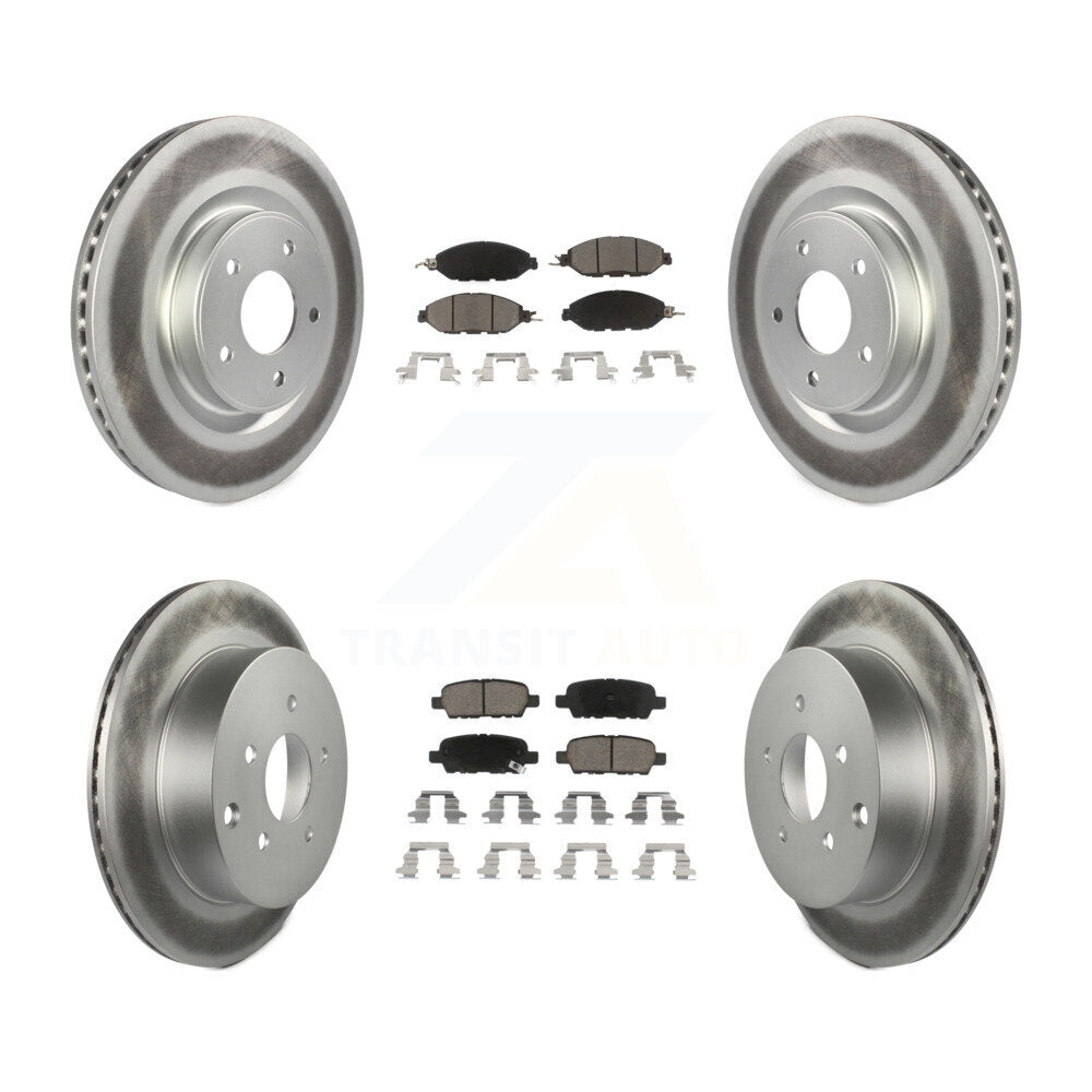 Front Rear Coated Brake Rotors Ceramic Pad Kit For Nissan Pathfinder Murano QX60
