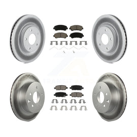 Front Rear Coated Disc Brake Rotors And Ceramic Pads Kit For Nissan Rogue Select