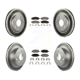 Front Rear Coated Disc Brake Rotors And Ceramic Pads Kit For Nissan LEAF