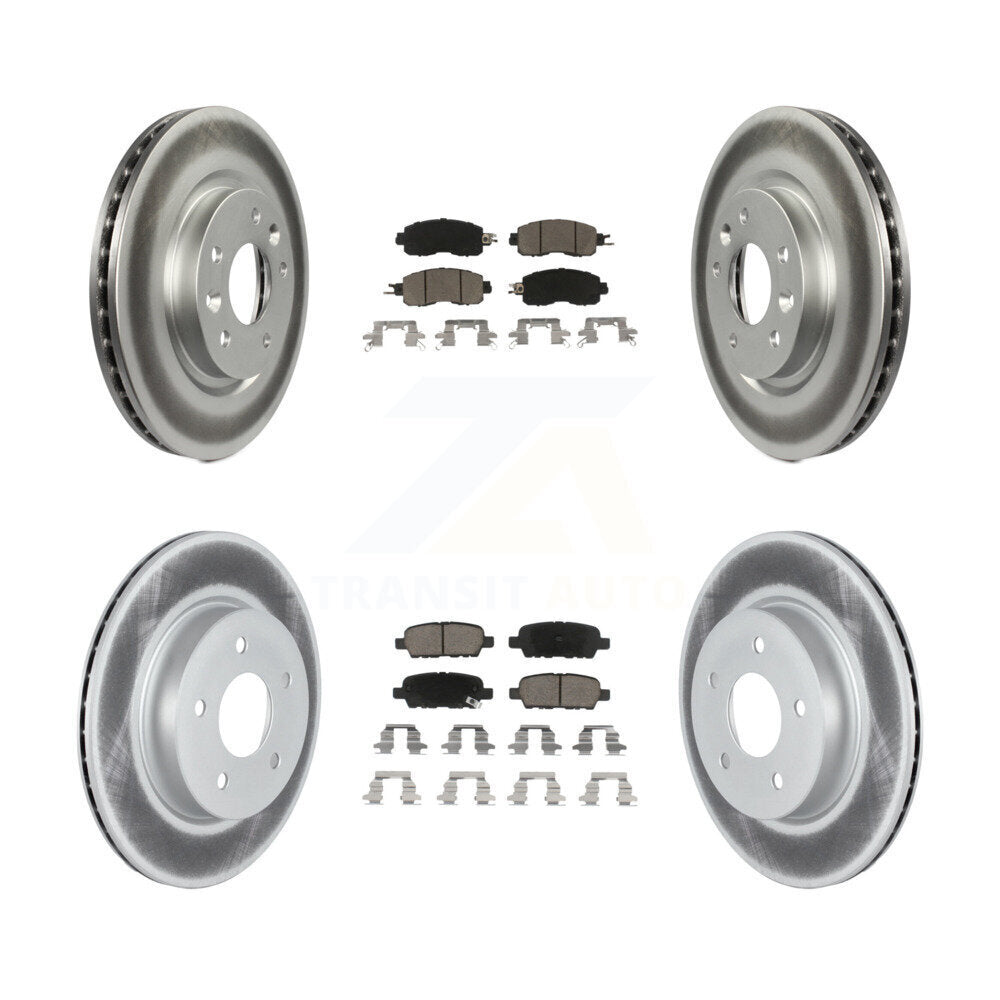 Front Rear Coated Disc Brake Rotors And Ceramic Pads Kit For Nissan LEAF