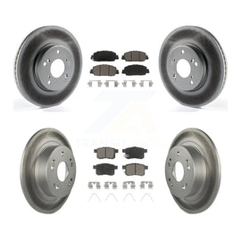 Front Rear Coated Disc Brake Rotors And Ceramic Pads Kit For Honda Accord