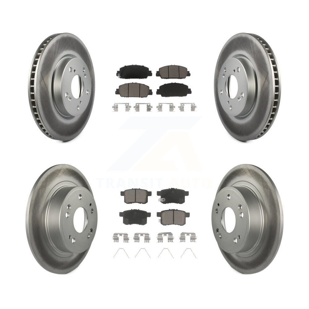 Front Rear Coated Disc Brake Rotors And Ceramic Pads Kit For Honda Accord