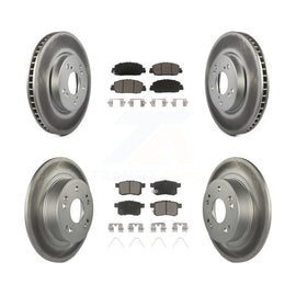 Front Rear Coated Disc Brake Rotors And Ceramic Pads Kit For Honda Accord