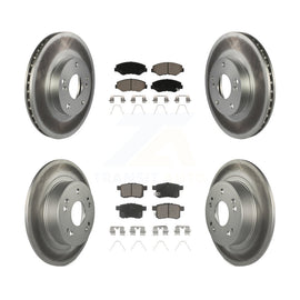 Front Rear Coated Disc Brake Rotors And Ceramic Pads Kit For Honda Accord