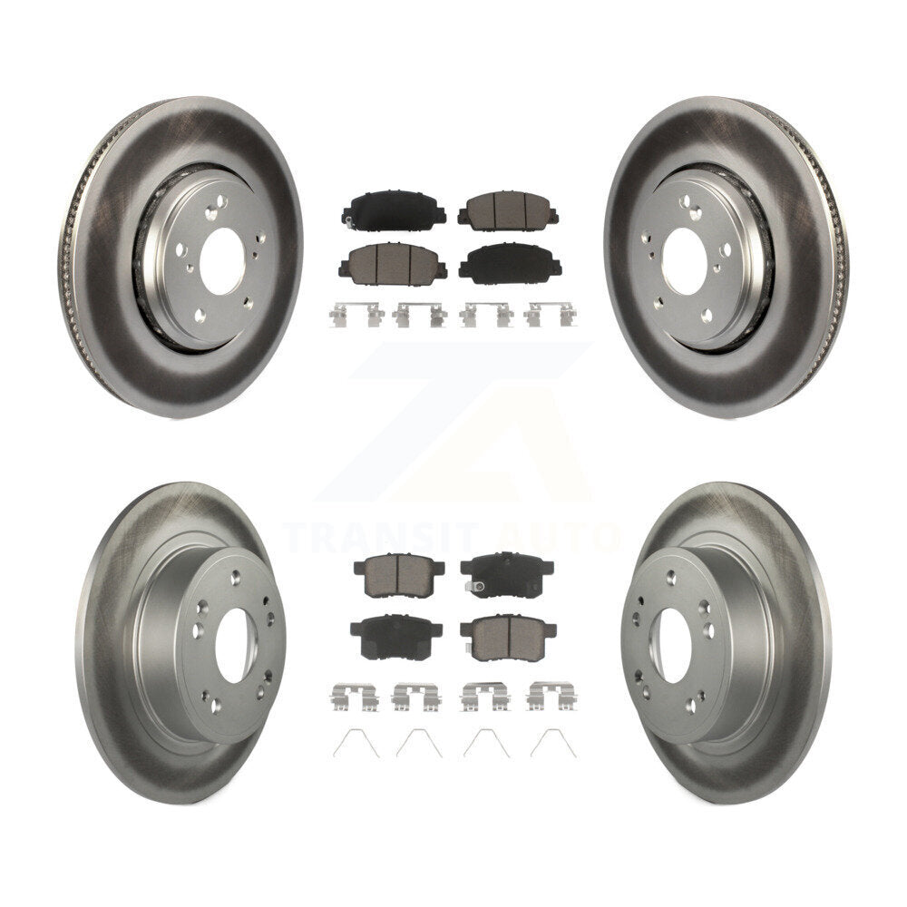 Front Rear Coated Disc Brake Rotors And Ceramic Pads Kit For Honda Accord