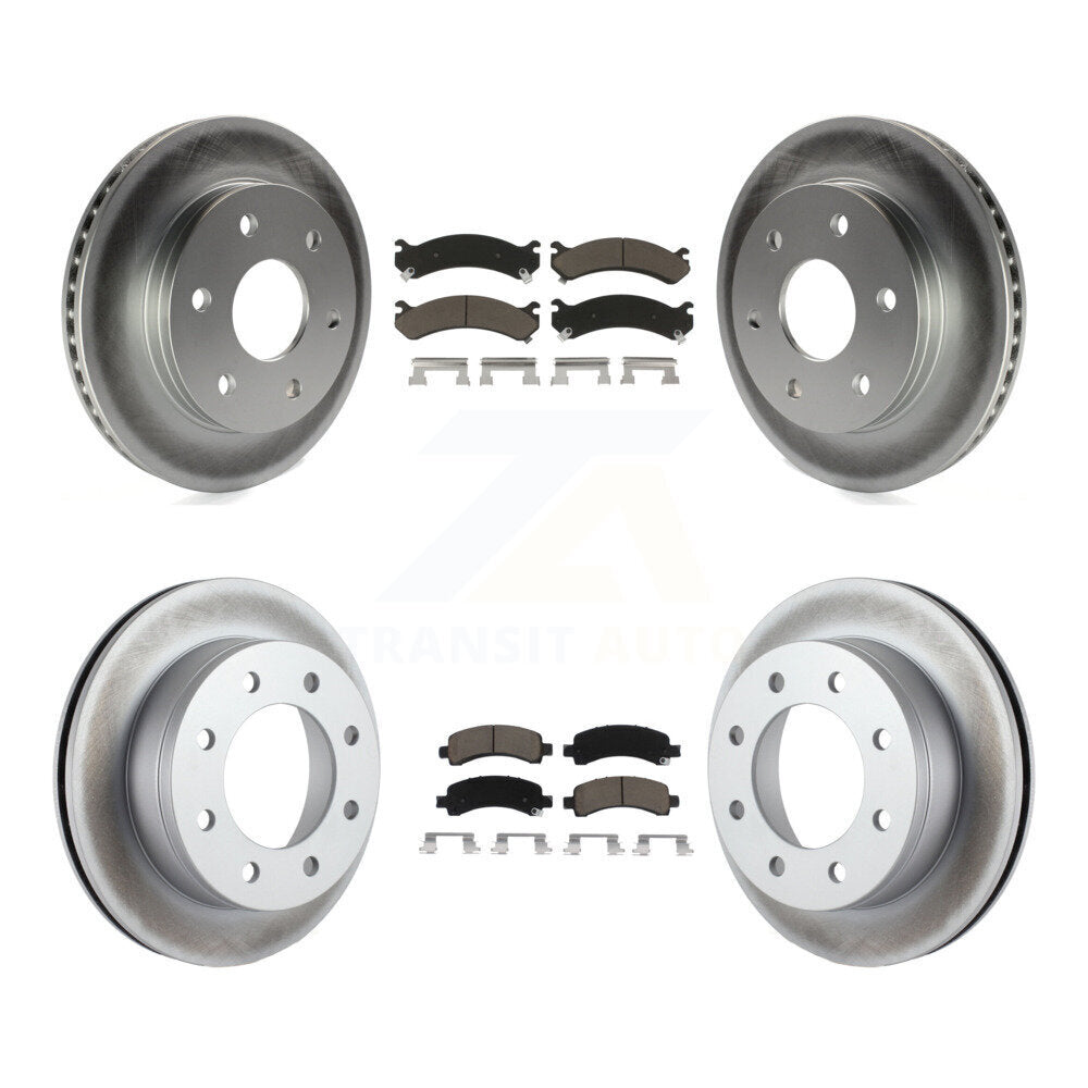 Front Rear Coated Disc Brake Rotors & Ceramic Pad Kit For Chevrolet Express 2500