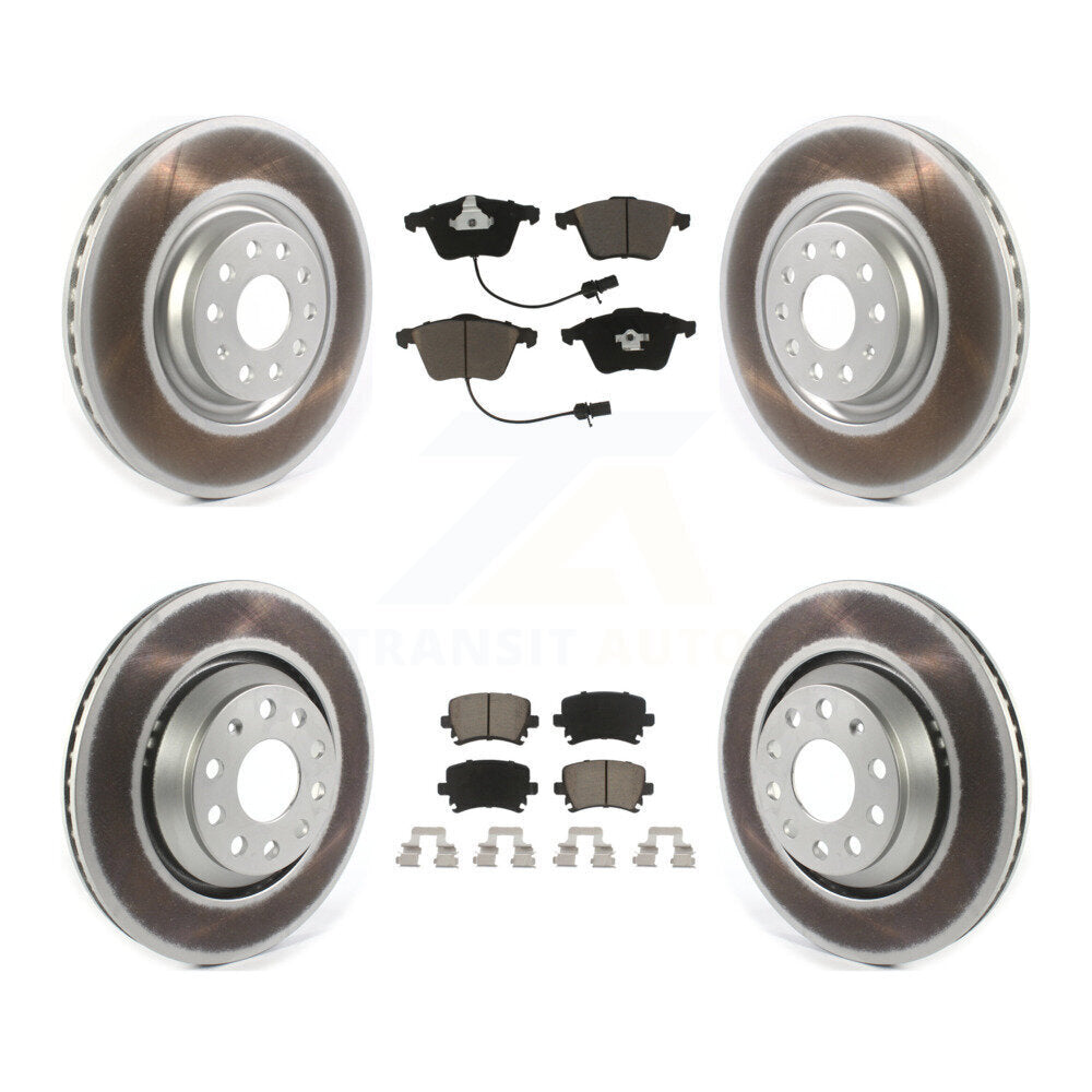 Front Rear Coated Disc Brake Rotors And Ceramic Pads Kit For Volkswagen CC