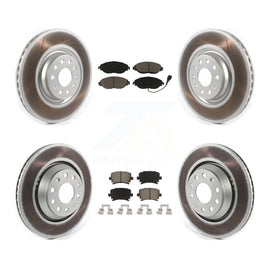 Front Rear Coated Disc Brake Rotors And Ceramic Pads Kit For Volkswagen CC AWD