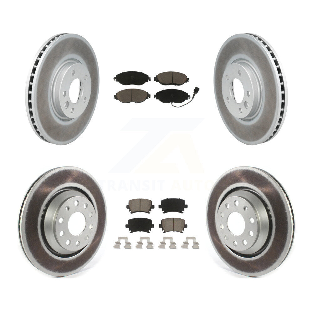 Front Rear Coated Disc Brake Rotors And Ceramic Pads Kit For Volkswagen CC AWD