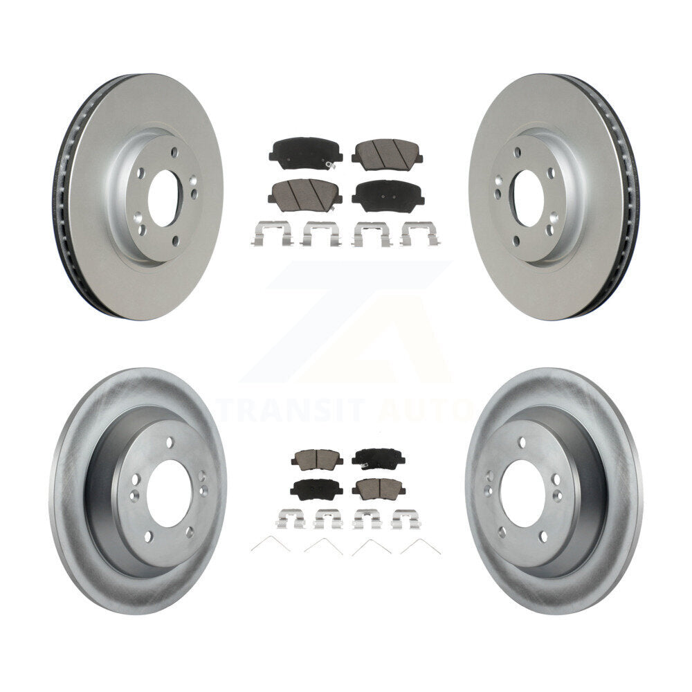 Front Rear Coated Disc Brake Rotors And Ceramic Pads Kit For Kia Rondo