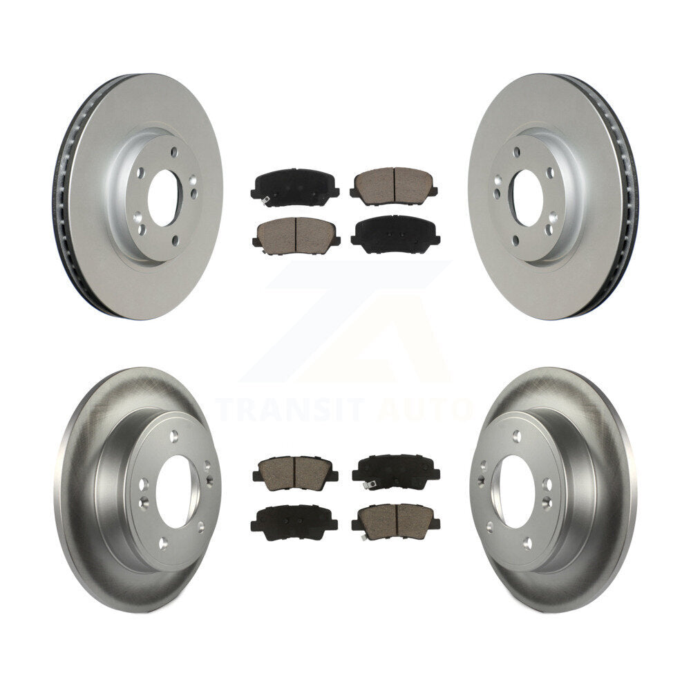 Front Rear Coated Disc Brake Rotors And Ceramic Pads Kit For Hyundai Veloster