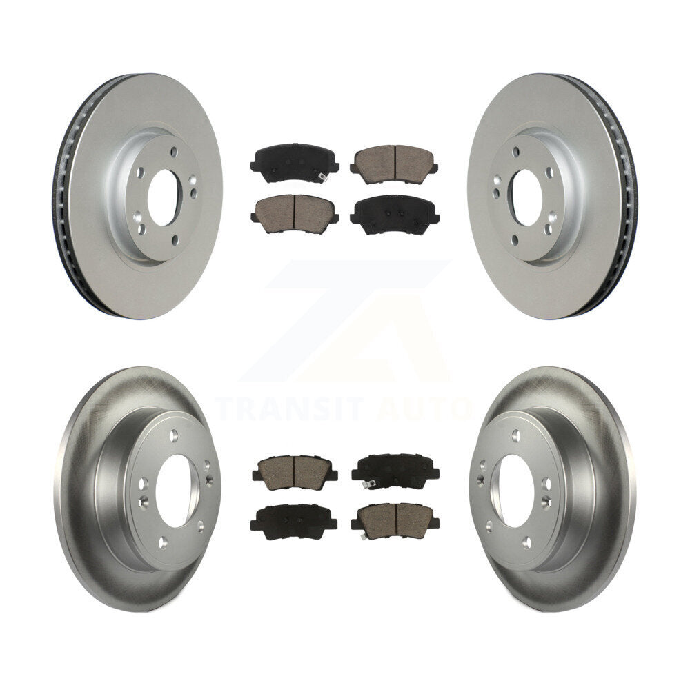 [Front+Rear] 2016 Hyundai Veloster Tech SE Premium Coated Rotors & Ceramic Pads Brake Kit For Max Braking