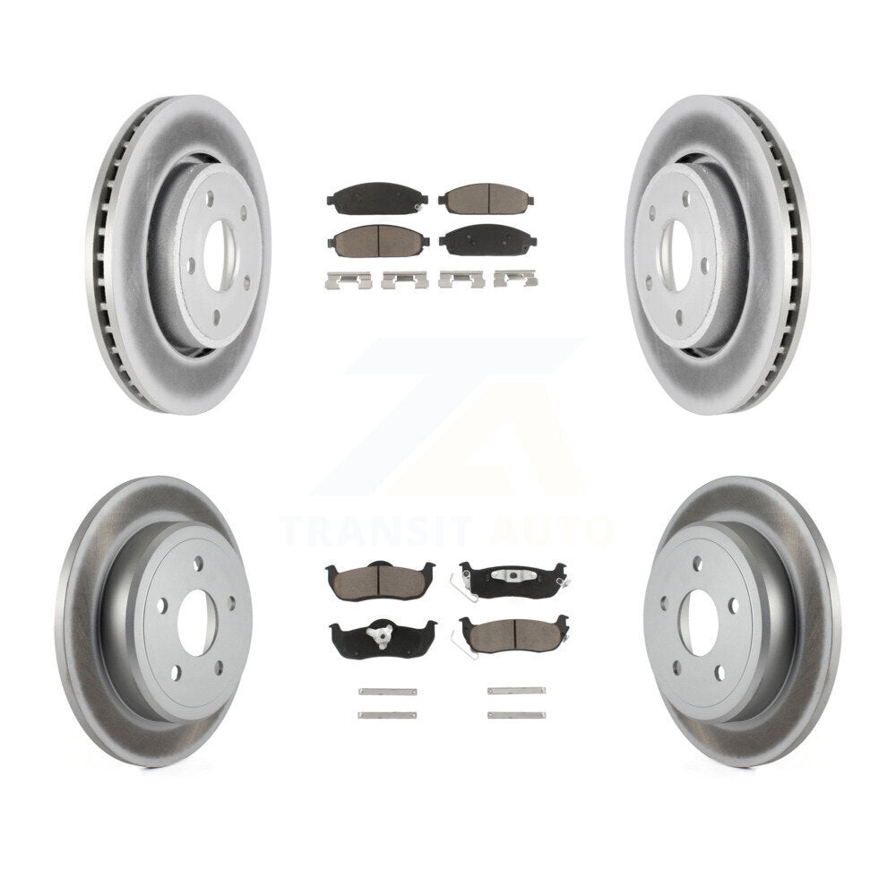 Front Rear Coated Brake Rotors Ceramic Pad Kit For Jeep Grand Cherokee Commander