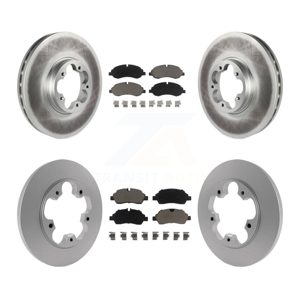 Front Rear Coated Brake Rotor & Ceramic Pad Kit For Ford Transit-250 Transit-350