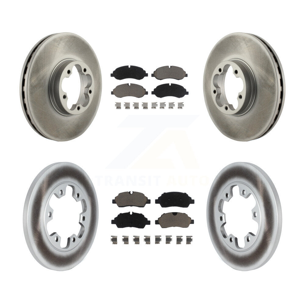 Front Rear Coated Disc Brake Rotors And Ceramic Pads Kit For Ford Transit-350 HD