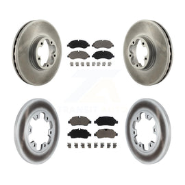 Front Rear Coated Disc Brake Rotors And Ceramic Pads Kit For Ford Transit-350 HD