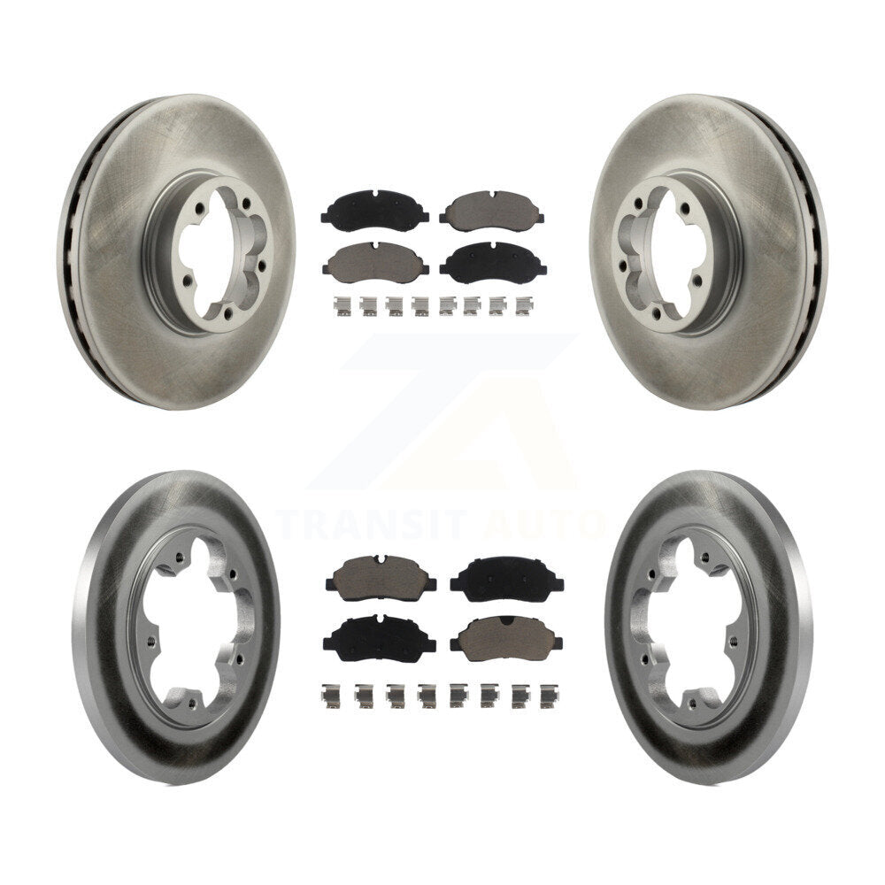Front Rear Coated Disc Brake Rotors And Ceramic Pads Kit For Ford Transit-350 HD