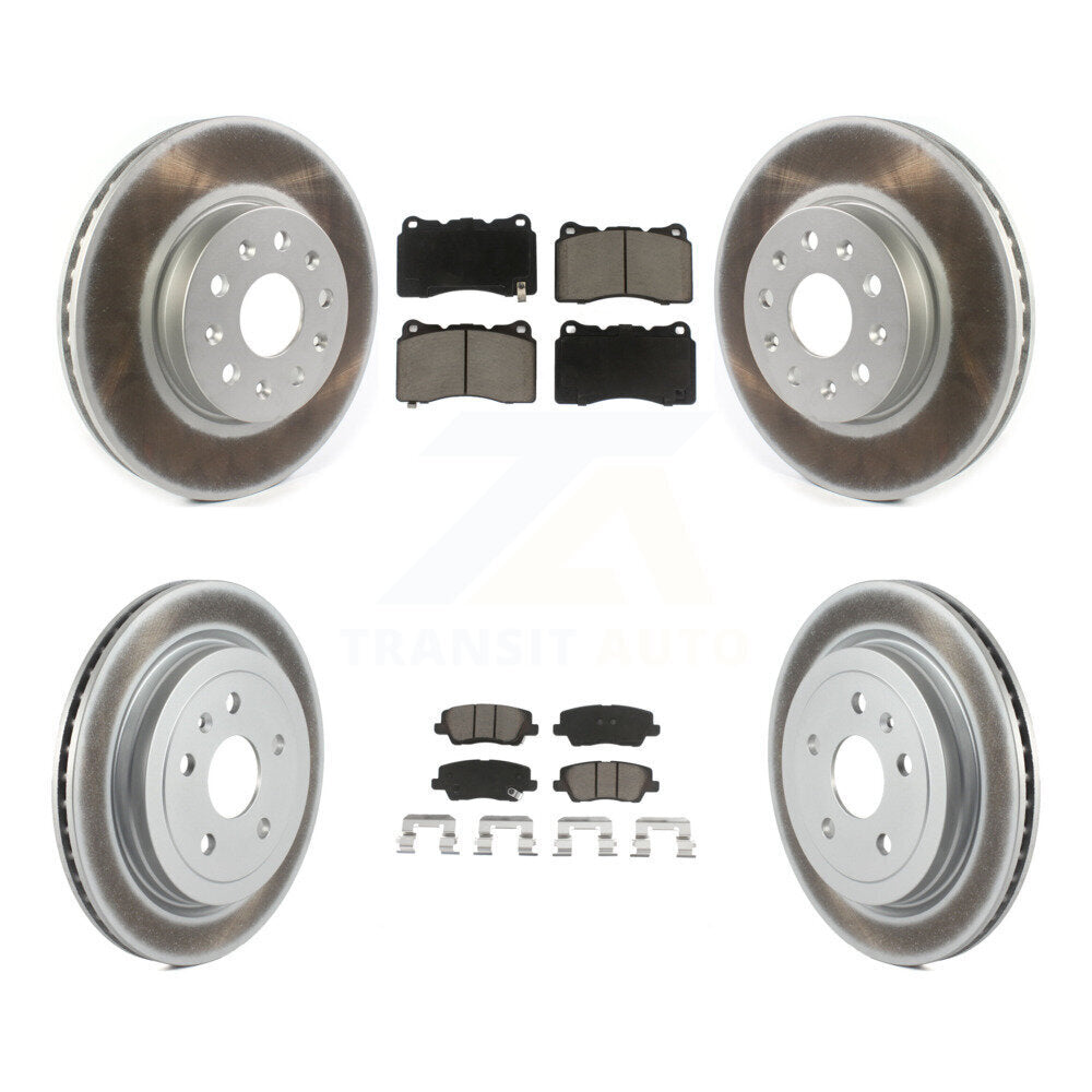 Front Rear Coated Disc Brake Rotors And Ceramic Pads Kit For Cadillac CTS