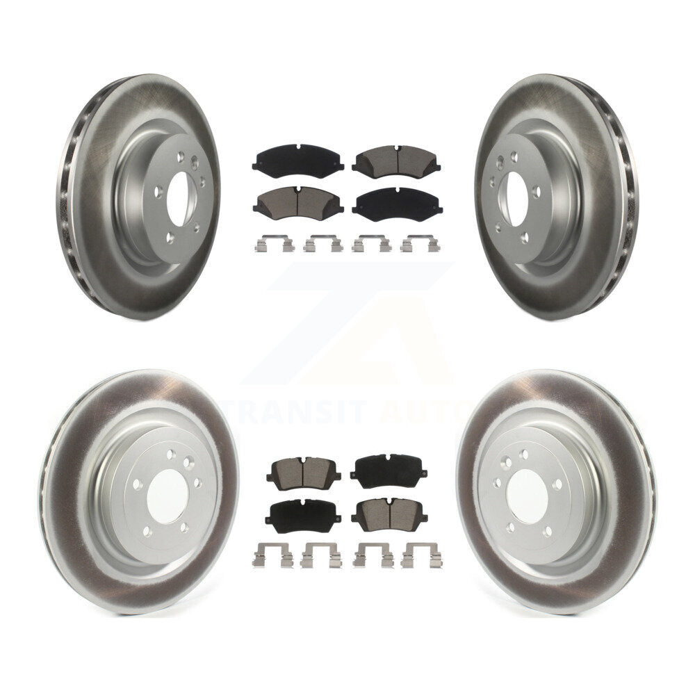 Front Rear Coated Disc Brake Rotors & Ceramic Pad Kit For Land Rover Range Sport