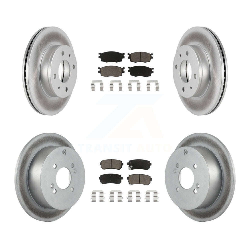 [Front+Rear] 2006 Hyundai Accent Hatchback Premium Coated Rotors & Ceramic Pads Brake Kit For Max Braking