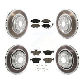 Front Rear Coated Brake Rotor & Ceramic Pad Kit For Audi Volkswagen Golf R S3 Q3