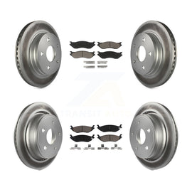 Front Rear Coated Disc Brake Rotors And Ceramic Pads Kit For Dodge Ram 1500