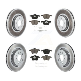 Front Rear Coated Disc Brake Rotors And Ceramic Pads Kit For Volvo XC90