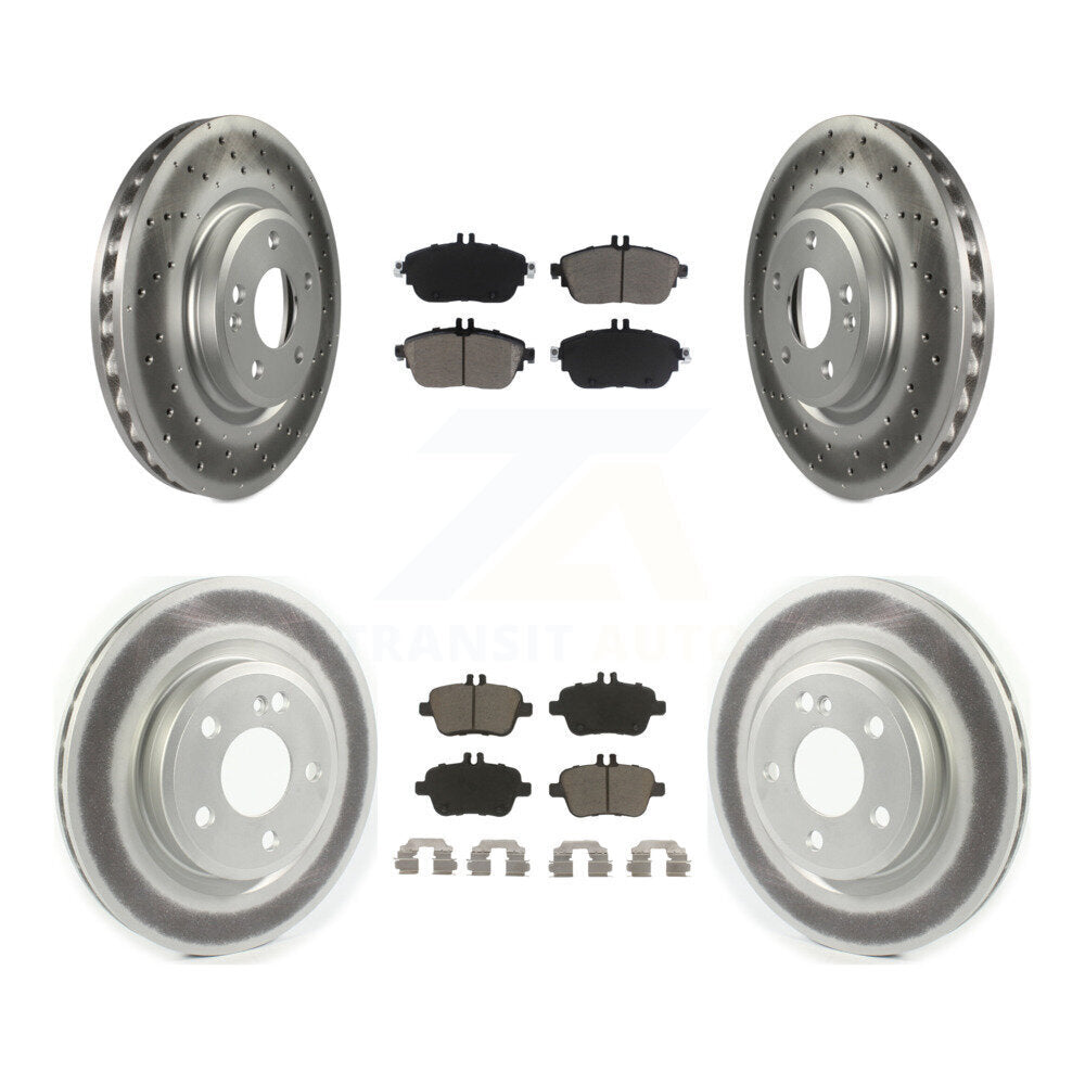 Front Rear Coated Disc Brake Rotors And Ceramic Pad Kit For Mercedes-Benz CLA250