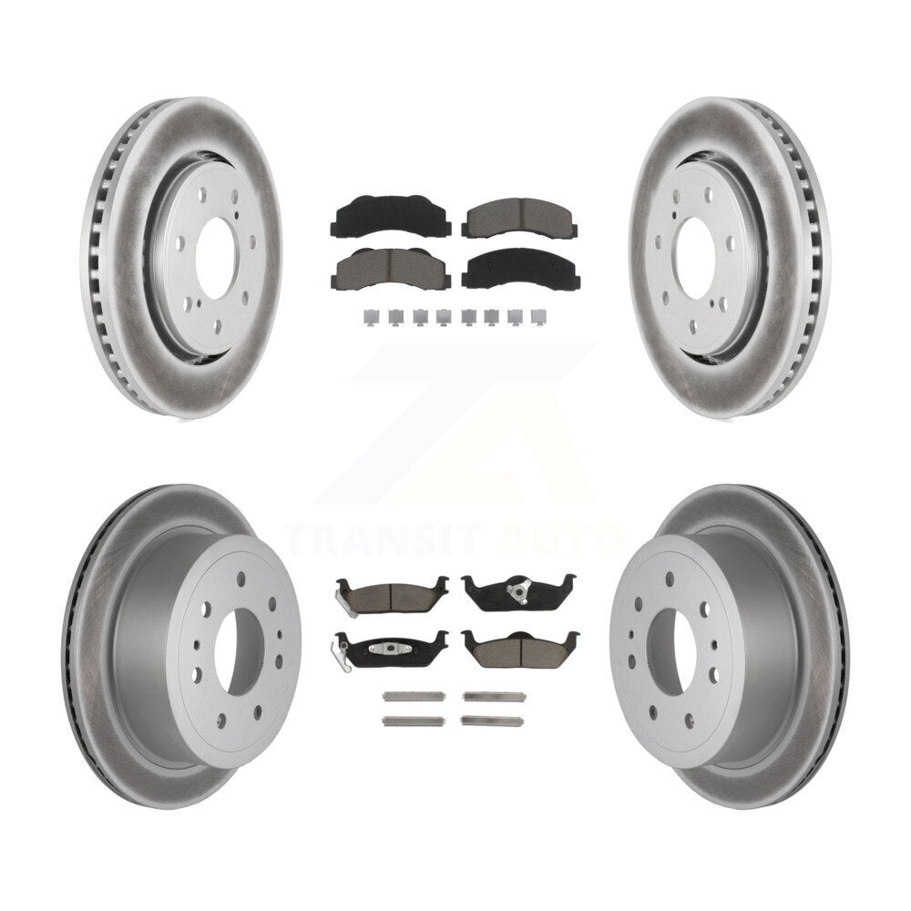 Front Rear Coated Brake Rotor & Ceramic Pad Kit For Ford F-150 With 7 Lug Wheels