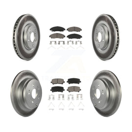 Front Rear Coated Disc Brake Rotor Ceramic Pad Kit For Honda Pilot Acura MDX ZDX
