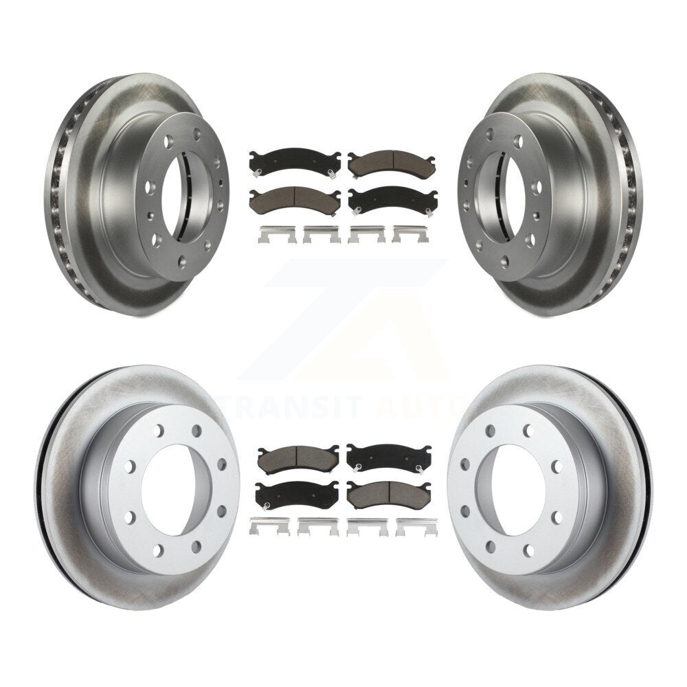 Front Rear Coat Brake Rotors Ceramic Pad Kit For Chevrolet Silverado 2500 HD GMC