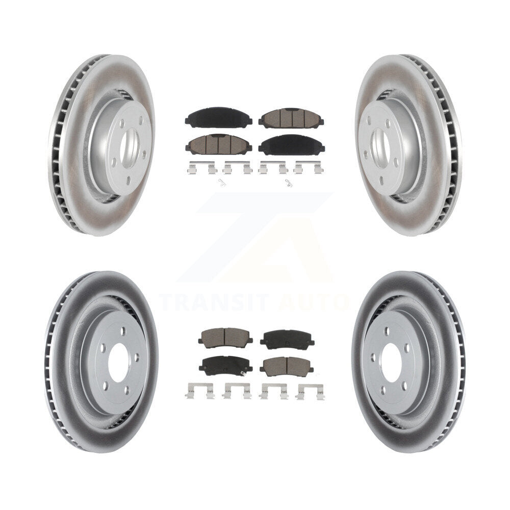 Front Rear Coated Disc Brake Rotors And Ceramic Pads Kit For Ford Mustang