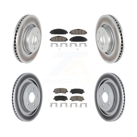 Front Rear Coated Disc Brake Rotors And Ceramic Pads Kit For Ford Mustang