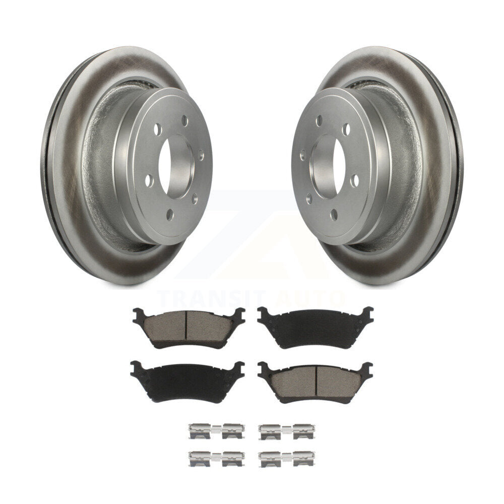 Rear Coated Disc Brake Rotors And Ceramic Pads Kit For Ford F-150