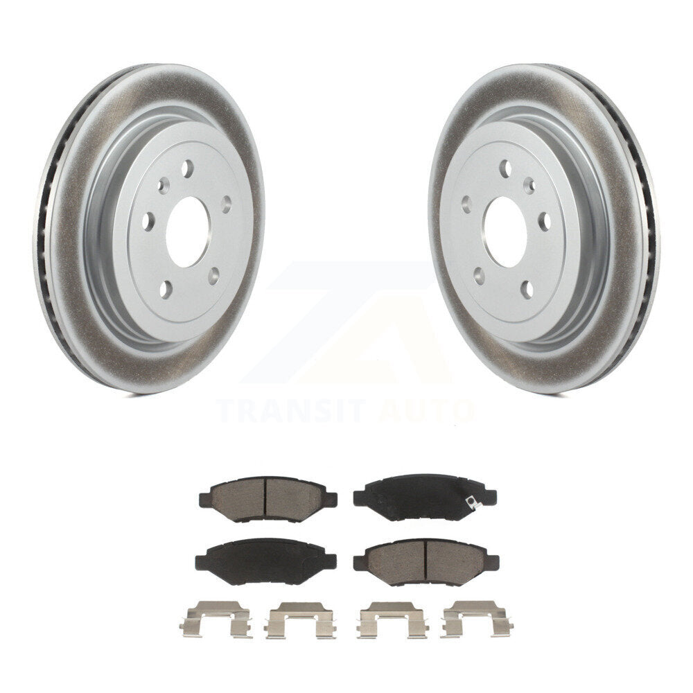 Rear Coated Disc Brake Rotor & Ceramic Pad Kit For Chevrolet Camaro Cadillac CTS