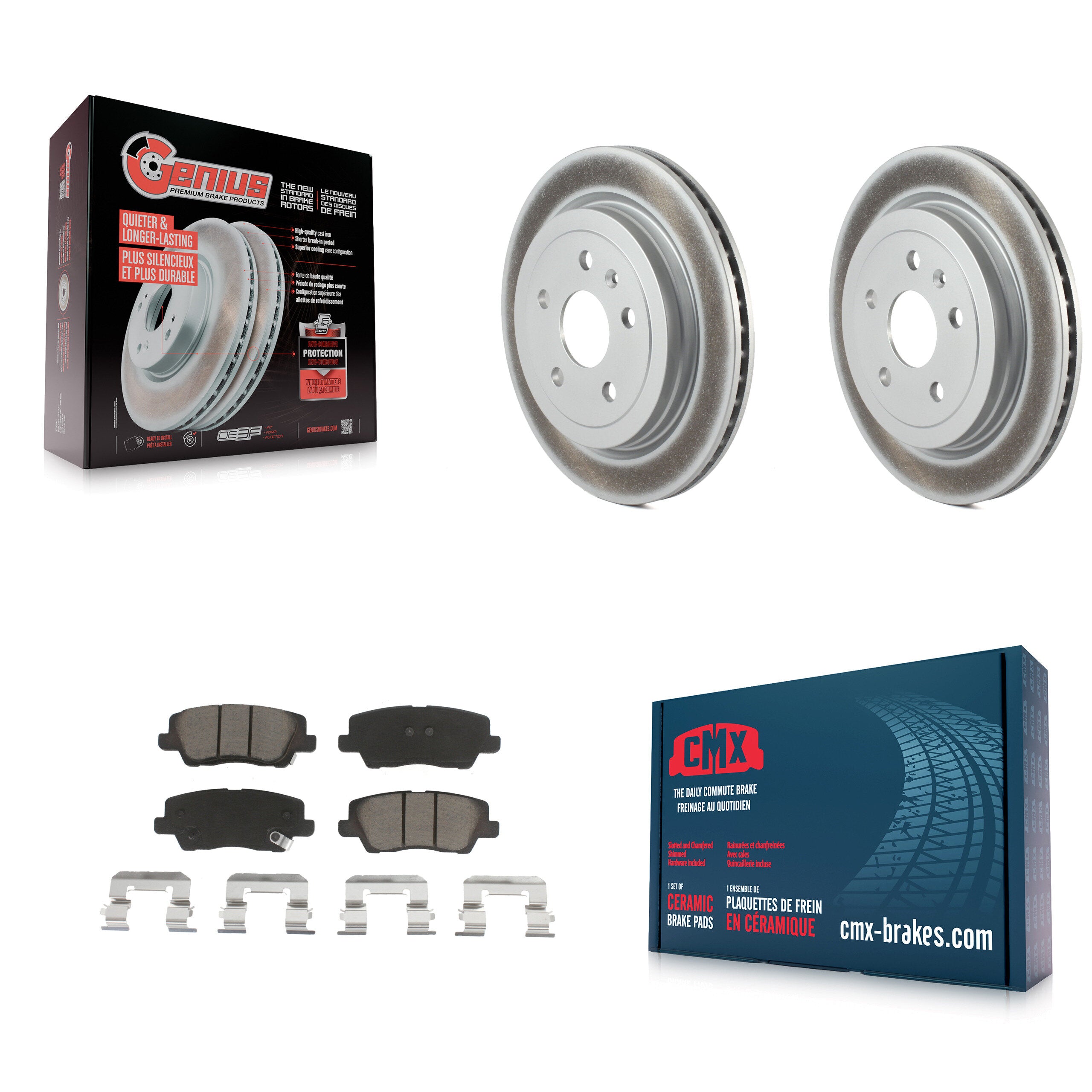 Rear Coated Disc Brake Rotors And Ceramic Pads Kit For Cadillac CTS