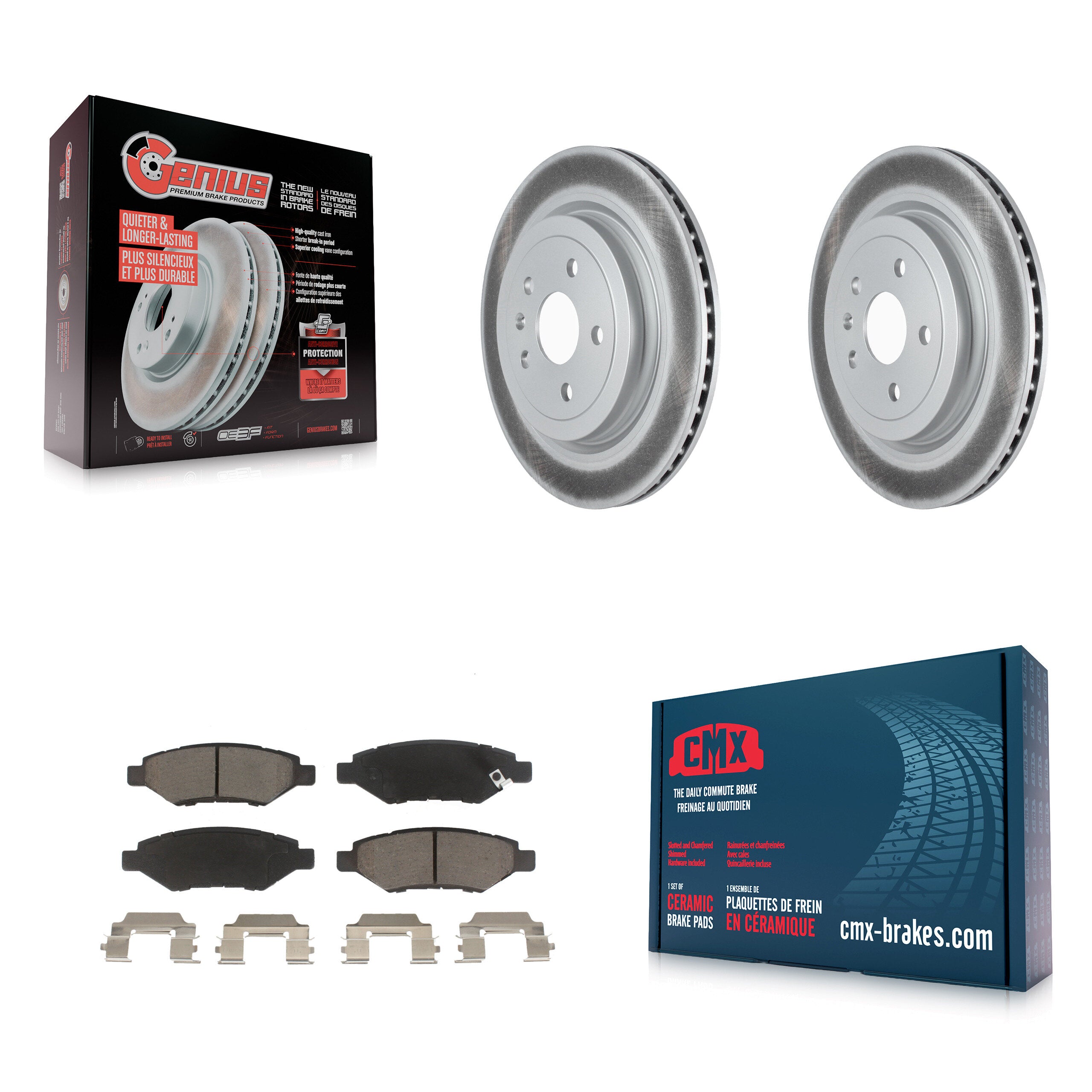 Rear Coated Disc Brake Rotors And Ceramic Pads Kit For Cadillac CTS