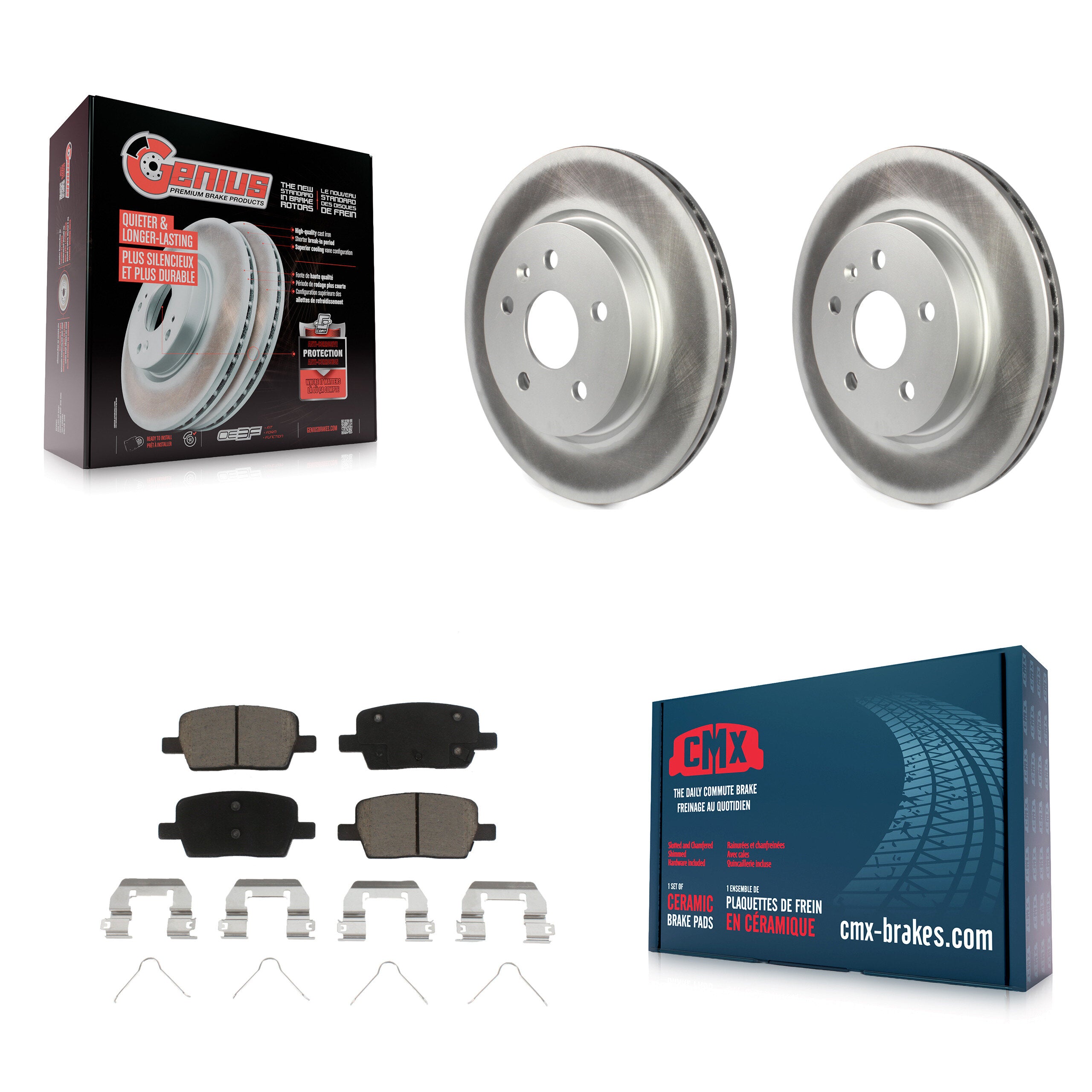 Rear Coated Disc Brake Rotor & Ceramic Pad Kit For Chevrolet Camaro Cadillac CT6