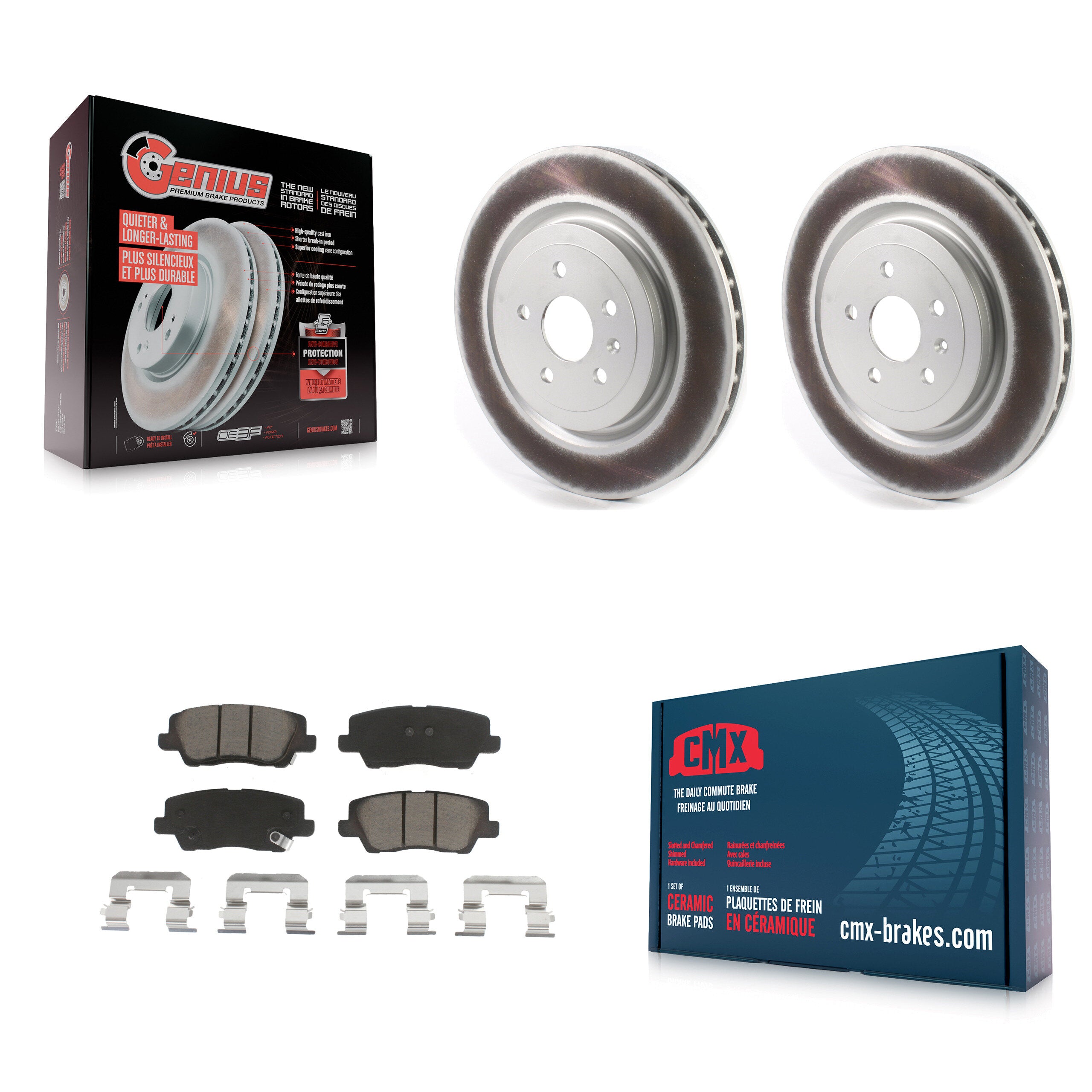 [Rear] 2015 Cadillac CTS 6.2L Premium Coated Rotors & Ceramic Pads Brake Kit For Max Braking