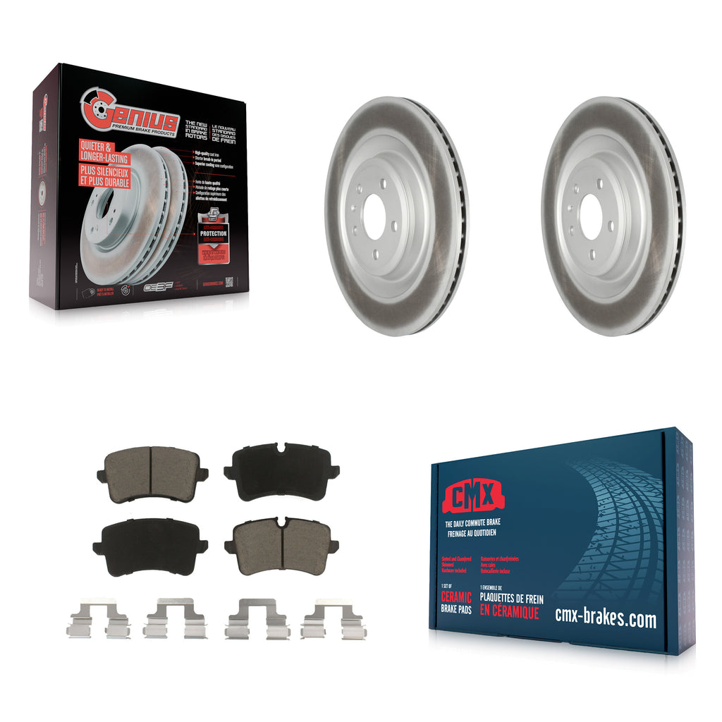 Rear Coated Disc Brake Rotors And Ceramic Pads Kit For Audi A8 Quattro S6 S7 S8