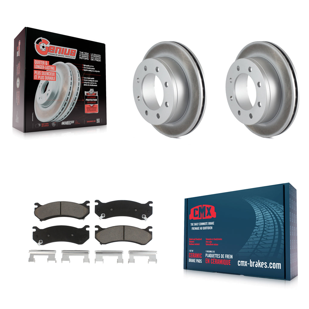 Rear Coat Brake Rotor Ceramic Pad Kit For Chevrolet Silverado 2500 HD GMC Sierra