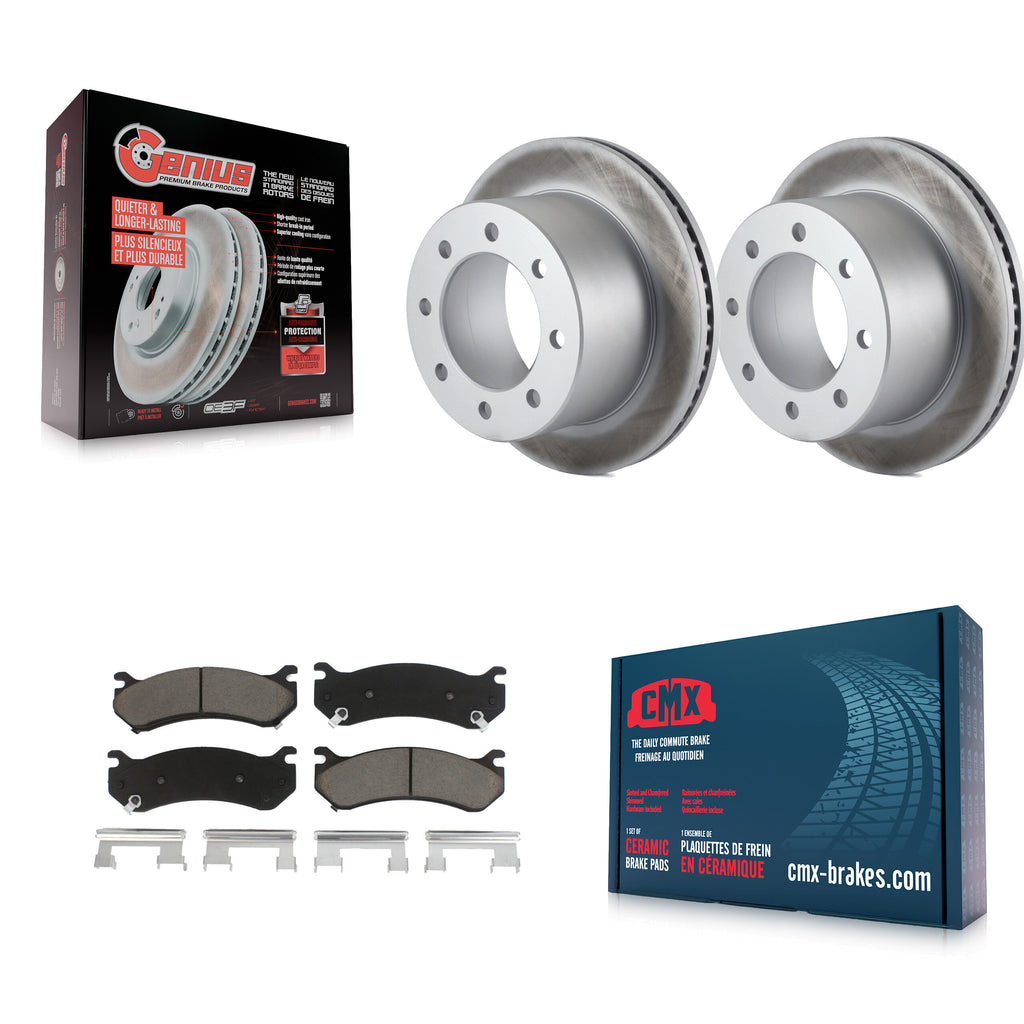 Rear Coated Disc Brake Rotors And Ceramic Pads Kit For GMC Sierra 3500 Classic
