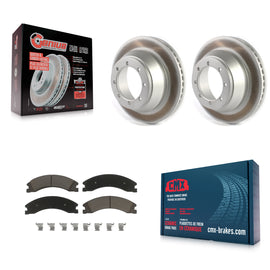 Rear Coated Disc Brake Rotors And Ceramic Pads Kit For Ford E-450 Super Duty