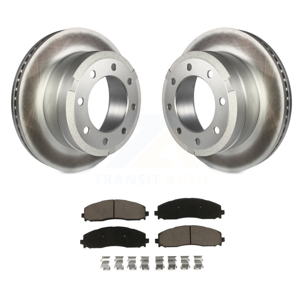 Rear Coated Disc Brake Rotor And Ceramic Pad Kit For Ford F-250 Super Duty F-350