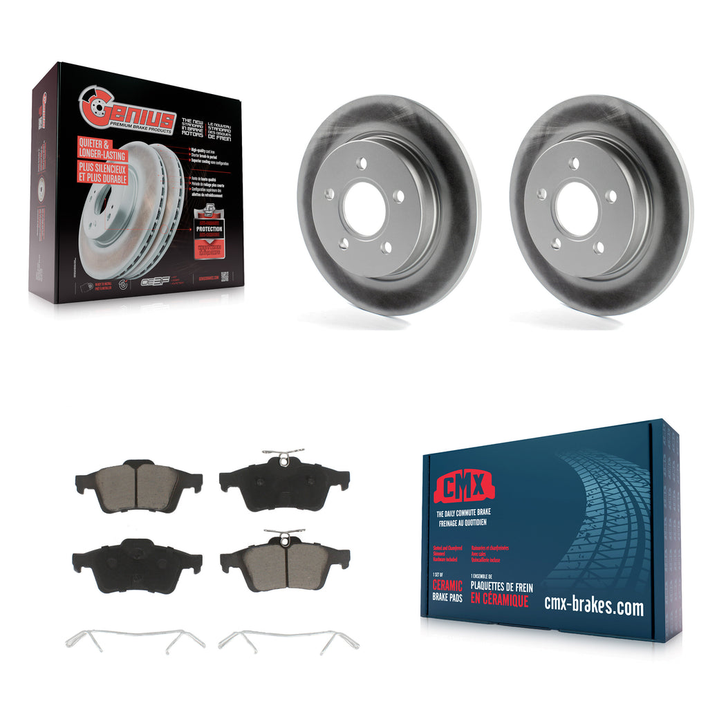 Rear Coated Disc Brake Rotors And Ceramic Pads Kit For Ford Focus