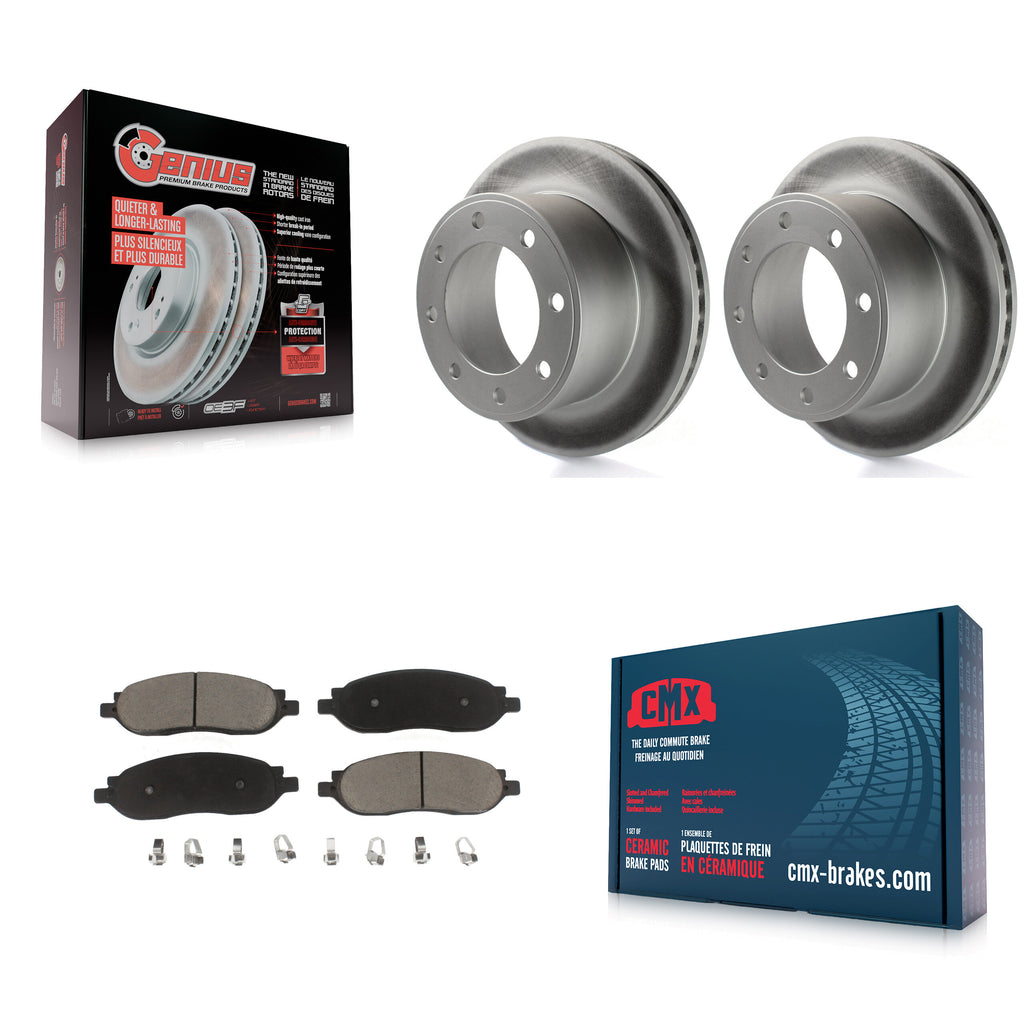 Rear Coat Brake Rotors Ceramic Pad Kit For 2005-2007 Ford F-250 Super Duty F-350