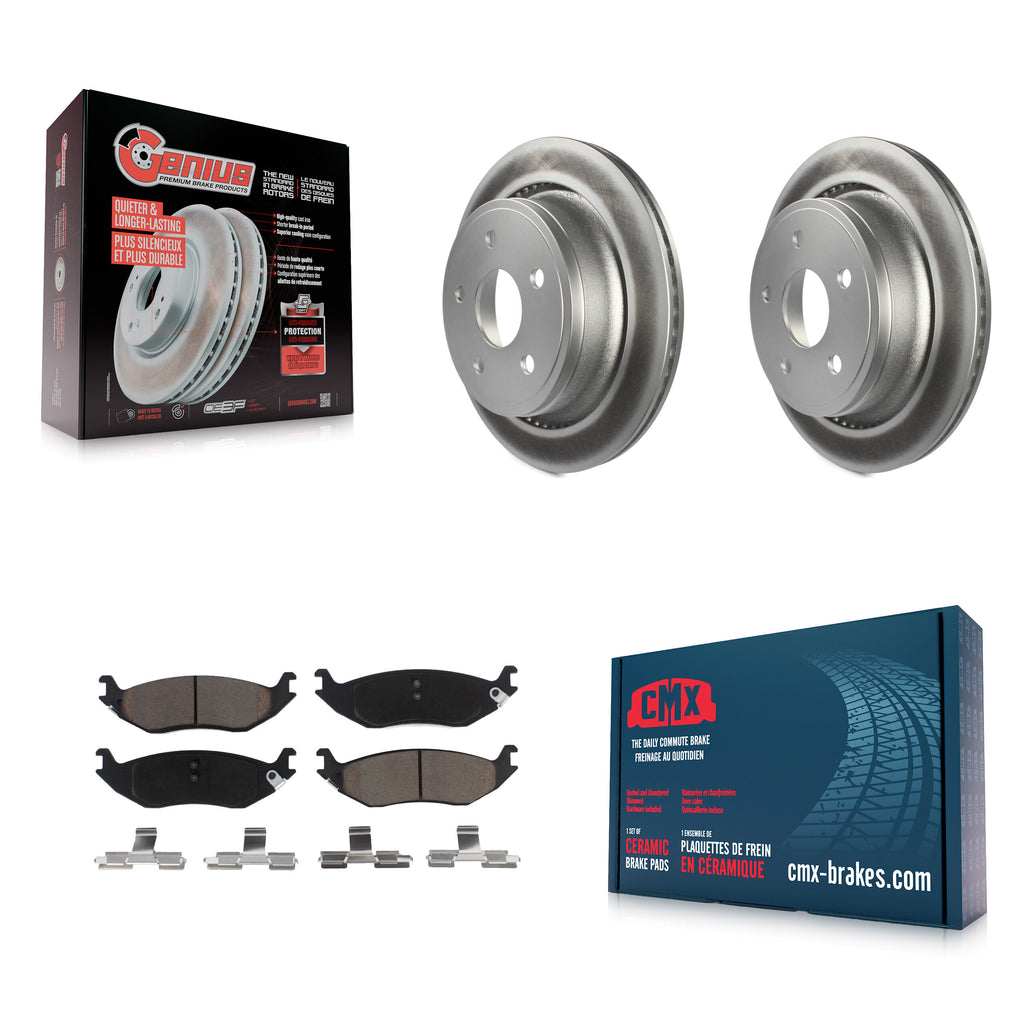 Rear Coated Disc Brake Rotors And Ceramic Pads Kit For Dodge Ram 1500