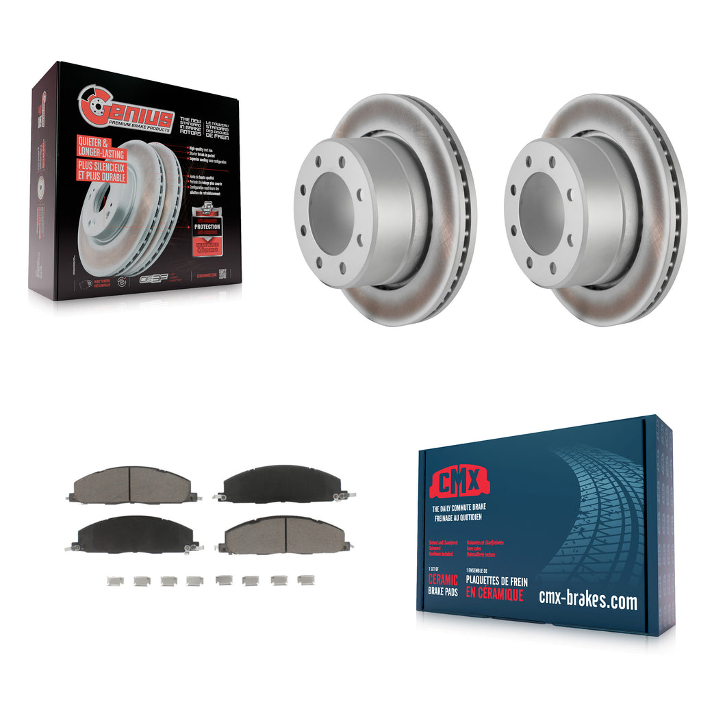 Rear Coated Disc Brake Rotors And Ceramic Pads Kit For Ram 2500 3500 1500 Dodge