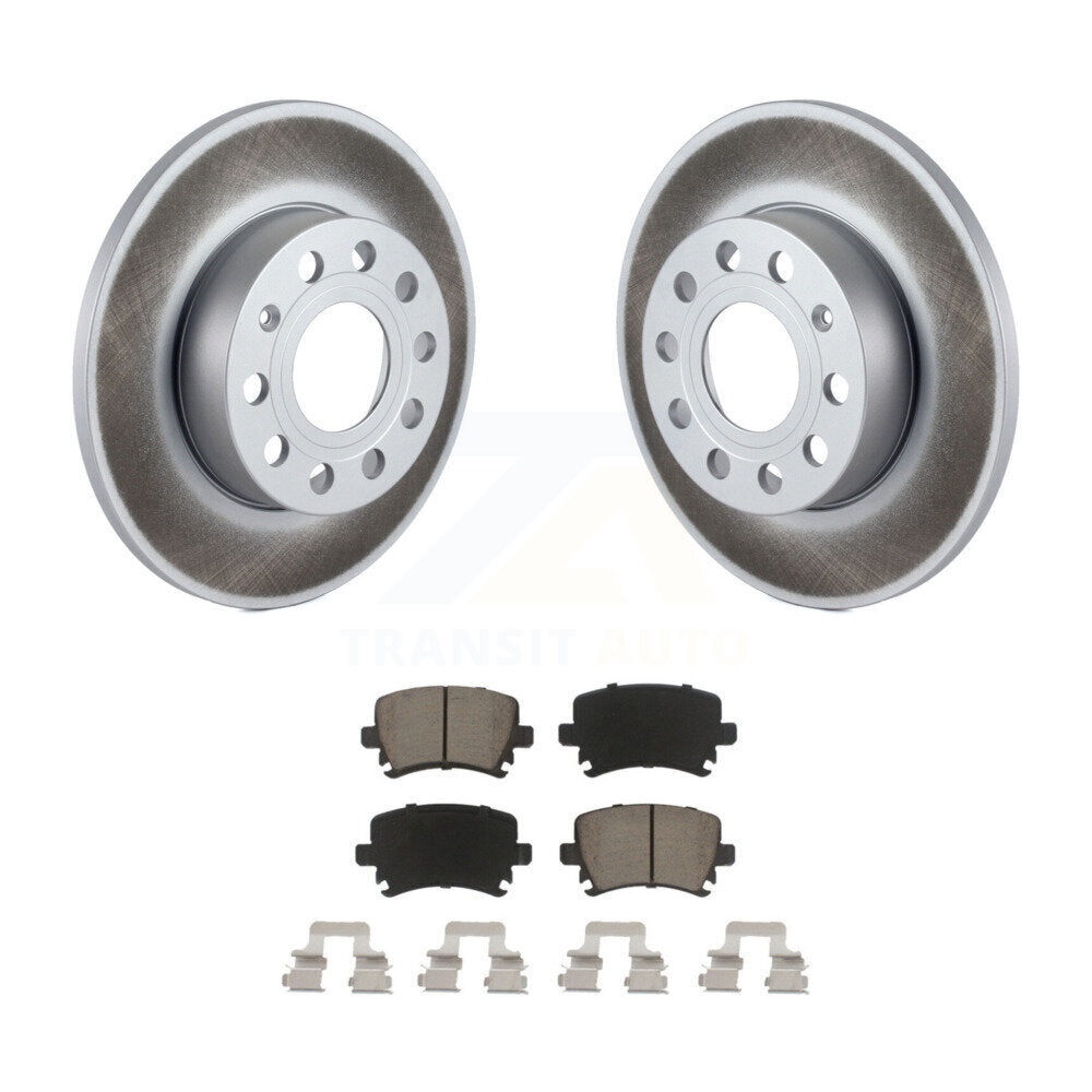 Rear Coated Disc Brake Rotor Ceramic Pad Kit For Volkswagen Jetta Rabbit Audi A3