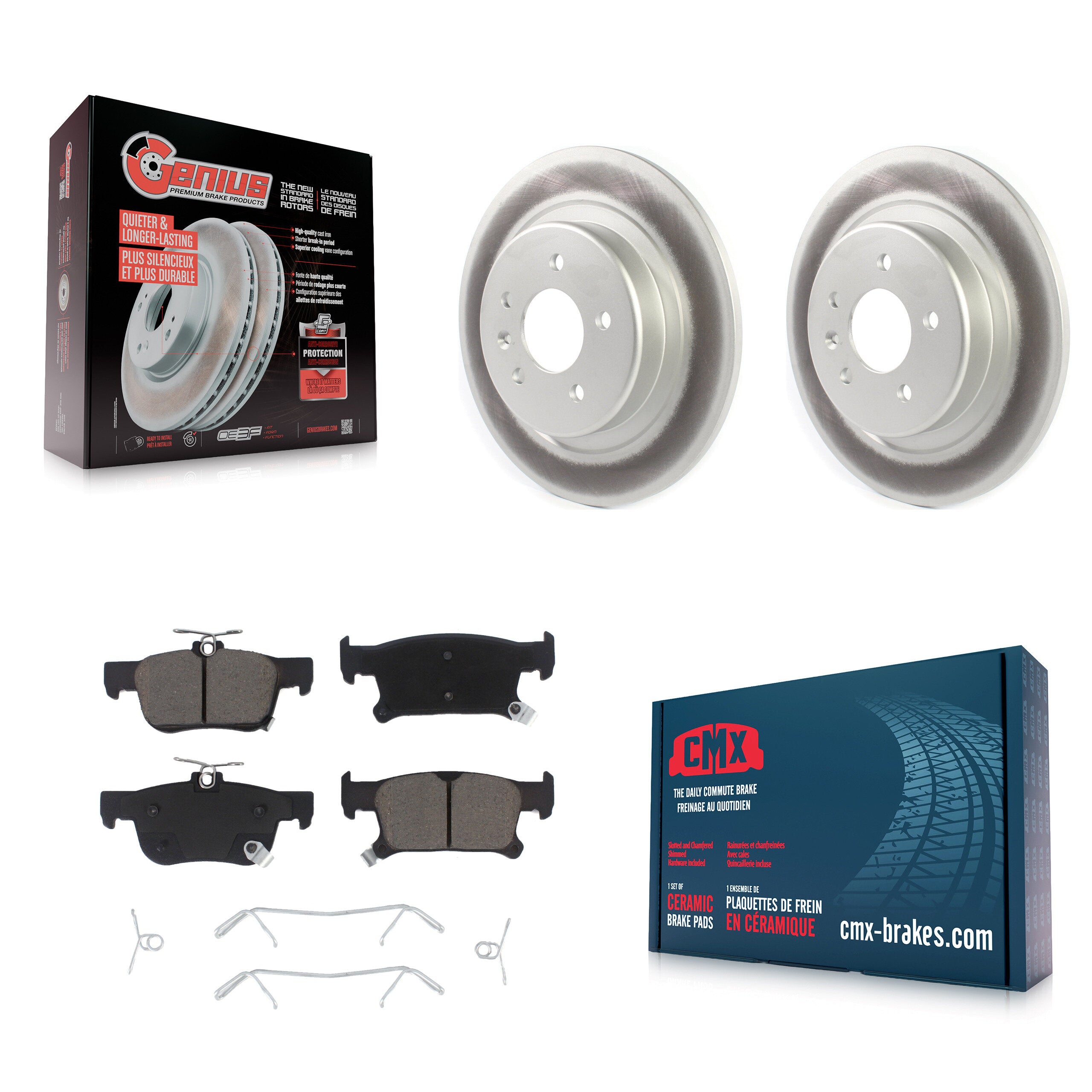 Rear Coated Disc Brake Rotors And Ceramic Pads Kit For Buick Envision
